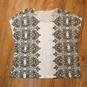 J. Crew  linen Short sleeve printed blouse